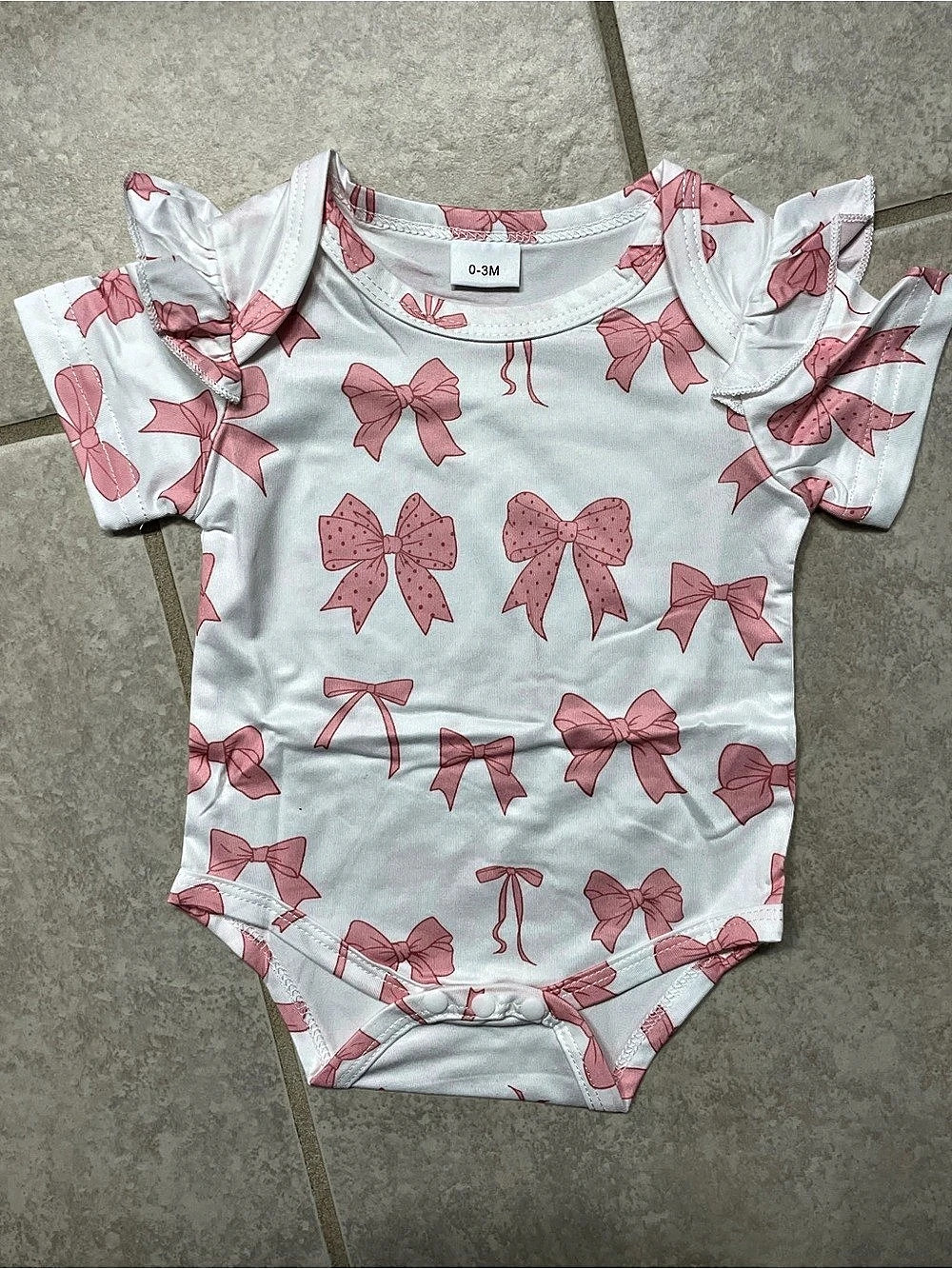 Baby Bow Print 3-Piece Set Pink & White NWT